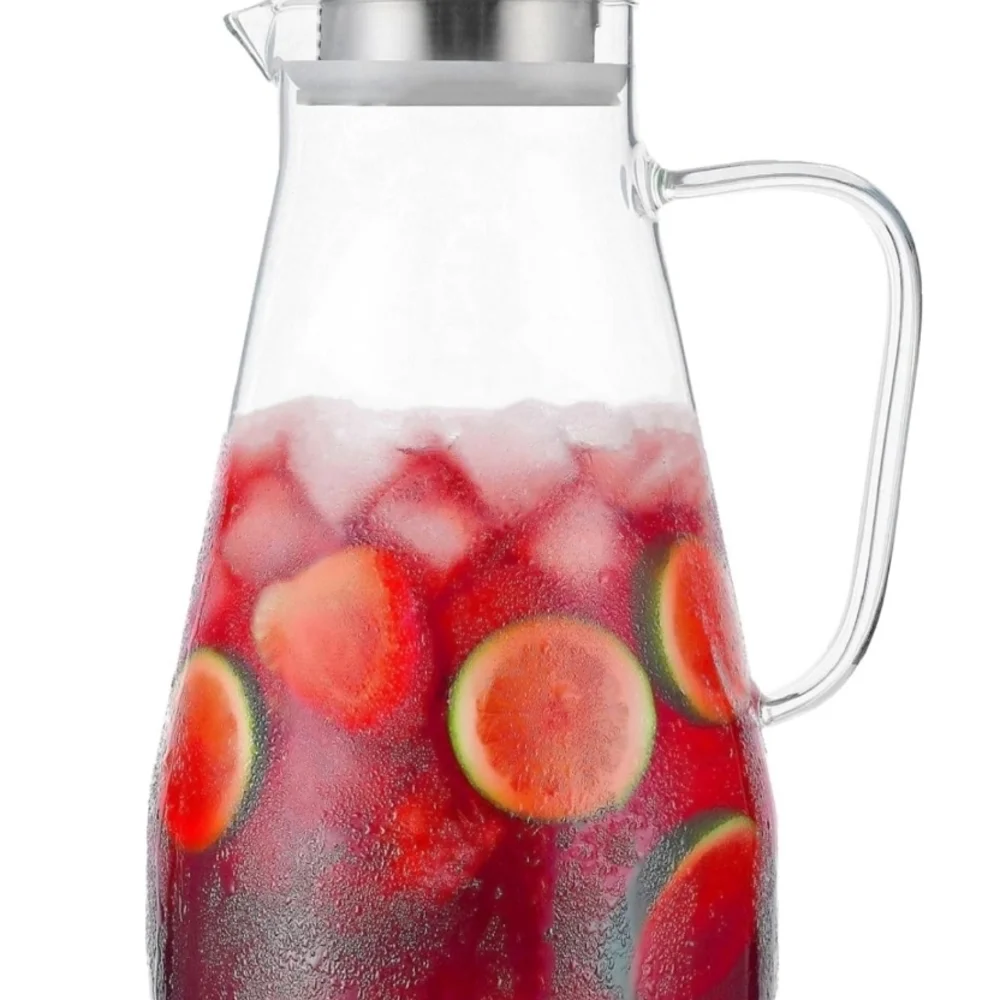 Stylish Glass Pitcher with Silver Lid - 68 Oz - Picture 2 of 16